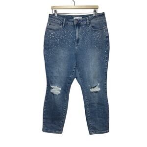 Judy Blue Denim & Diamonds Rhinestone Slim Jeans JB88565 High Waist Slim Fit 16W
